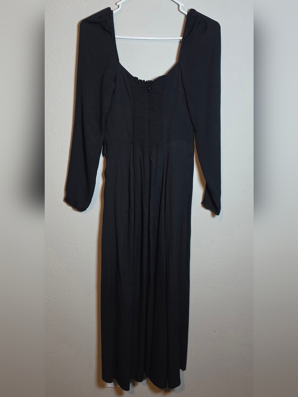 Reformation Sigmund Dress Black Size 6 Square Neck High Slit Midi Dress - Picture 6 of 11